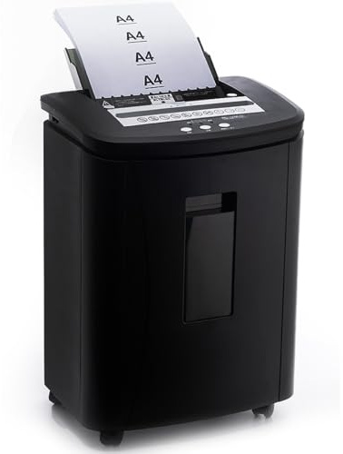 Plurishinal Auto Feed Paper Shredder: 150-Sheet P-4 Micro Cut-Credit Card/Staple Destroyer, 40 Minute Continuous Run Time with 25L Pullout Bin for Home/Office/School/Business Security