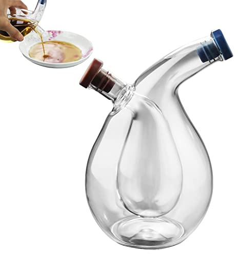 Ghjkldha Aceitera y vinagrera | Dispensador de aceite y vinagre de vidrio transparente 2 en 1 - Una adición transparente a cualquier juego de cocina y vajilla.