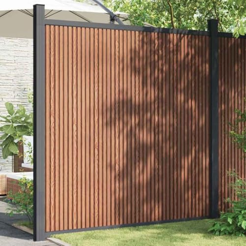 Mokuyary Zaunelement Braun 173x186 cm WPC Zaun Sichtschutz Sichtschutzzaun Privatsphäre Wetterfest für Garten, Balkon und Terrasse