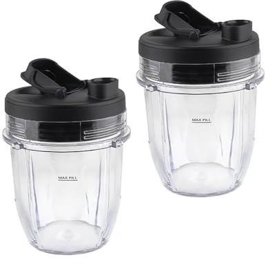 Paquete De 2 Piezas De Repuesto, Vaso De 12 Onzas Con Tapa, Compatible Con Ninja, BL450 BL640 BL680, Recipiente For Jugo, Accesorios For Licuadoras B64b De Gran Capacidad(2pcs)