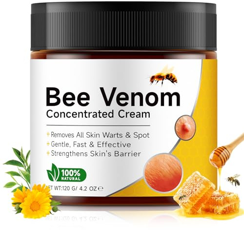 Bee Venom Cream - Natural Skin Wart & Tag Remover, Bee Venom Skin Treatment Cream, Anti-Aging, Soothing & Repairing Moisturizer for All Skin Types 120g