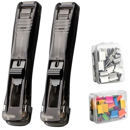 Cucitrice Con Morsetto Per Raccoglitori - Dispenser Di Clip Per Vongole, Cancelleria Ergonomica Resistente, Dispenser Di Graffette Da 2 Pezzi Cucitrice A Pressione | Strumento Di Pinzatura Per Ufficio