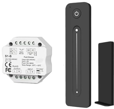 LED Dimmer 220V 230V Remote Control AC Triac Switch Push Dimmer 2.4G Touch Dimmer Suitable for LED Bulbs-S1-B(S1-B and R11 Set)