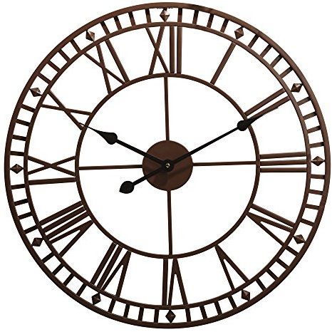 Wyegate Outdoor Garden Wall Clock Large Weatherproof with Roman Numerals, Diameter 60.3 x H4 cm (Brown)
