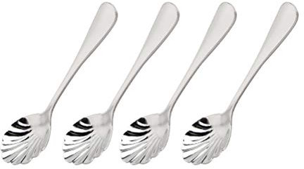 BESTonZON 4 Stück Kreative Edelstahl Muschelform Dessertlöffel Teelöffel Kaffee Löffel, Kaffeelöffel Praktischer Zuckerlöffel Aus Edelstahl, Mokkalöffel, Teelöffel Vintage Löffel Für Zuckerdose