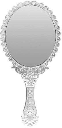 Molinter Espejo de mano profesional peluquería mujer peluquería hombre peluquería colgante retro espejo con mango (plata)