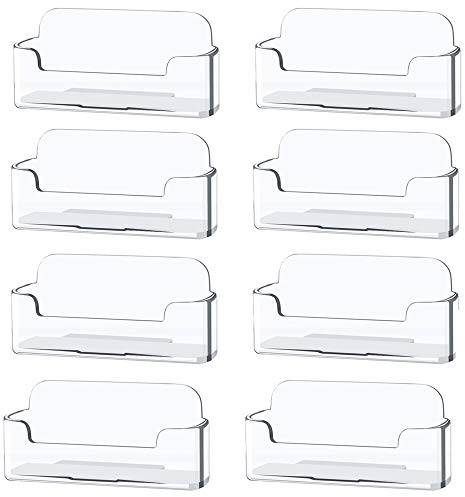 Qizpcer Paquete de 8 soportes acrílicos para tarjetas de visita, soporte transparente para tarjetas de visita de escritorio