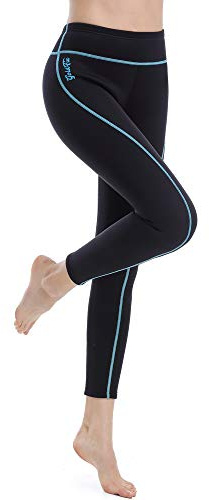 GoldFin Womens Wetsuit Pants, 2mm Neoprene Pants Keep Warm for Diving Swimming Surfing Kayaking Boating (Blue, S)