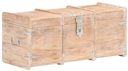 vidaXL Akazienholz Massiv Holztruhe Abschließbar Truhe Aufbewahrungsbox Holzkiste Schatzkiste Schatztruhe Aufbewahrungstruhe 90x40x40cm
