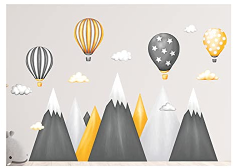 wandtattoo kinderzimmer berge Nordic Bergen Aufkleber Wandaufkleber Kind Baby Kindergarten Zimmer Gebirge luftballons Ballons Ballon Wolken Wolke Landschaft Wanddeko Baby Kinder Sticker G21XXL