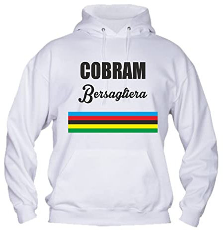 Social Crazy Felpa con Cappuccio Bambino Ragazzo Basic Top qualità Top vestibilità - Cobram Bersagliera - Coppa Cobram - novità Fashion Divertenti Humor Made in Italy (Bianco, 5-6)