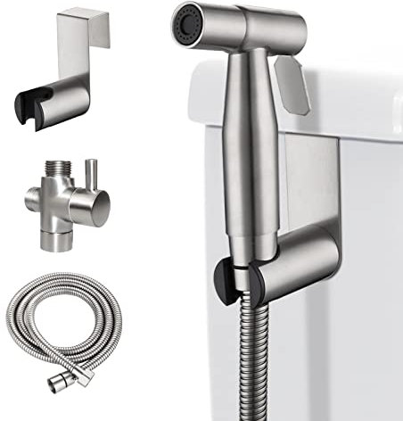 LOSCHEN Bidet Sprayer kit for Toilet, Hand Held Sprayer Shattaf Toilet Attachment Stainless Steel for Pet Bath/Personal Hygiene/Bathroom, Easy to Install (Silver)