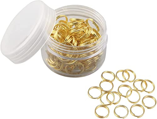 MAHAVIMOKSA 1 boîte de 200 anneaux fendus à double boucle pour la fabrication de bijoux, colliers, bracelets, boucles d'oreilles, loisirs créatifs (12 mm, doré)