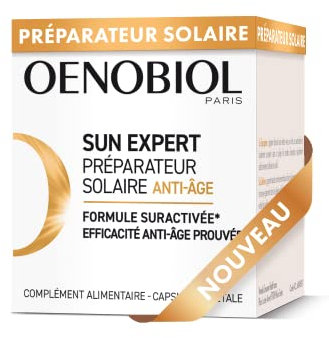 OENOBIOL SUN EXPERT Préparateur Solaire Anti-Âge - Efficacité Anti-Âge prouvée - Protection cellulaire renforcée - Favorise un hâle intense et éclatant - Complément Alimentaire 30 capsules - 1 mois