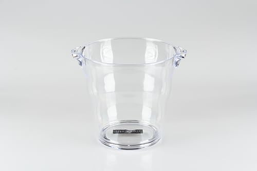 Qpractiko | Seau à glaçons Sanabria | 4L, transparent, plastique robuste | Design ergonomique, poignée confortable, léger, réutilisable | Pour boissons lors de réceptions