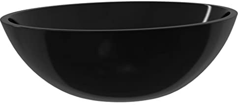 Kleine Glas Waschbecken Oval Aufsatzwaschbecken Waschtisch für Küche Gäste Badezimmer, Handwaschbecken Waschschale Waschplatz Aufsatzbecken, 50x37x14 cm Schwarz