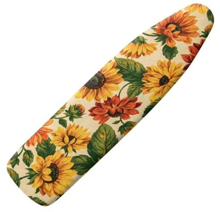 HUGS IDEA Funda para tabla de planchar, diseño vintage de girasol, tela elástica de 52 x 13 pulgadas, acolchado grueso para tabla de planchar, cubierta protectora resistente al calor