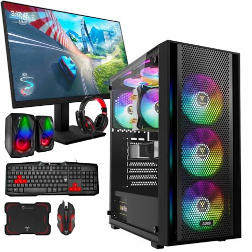 Golook PC Gaming Fisso KIT Completo • Core i5 • GT730 4GB • 16GB RAM SSD 500GB + Monitor 27” • Tastiera Mouse Cuffie Casse Pad Computer Desktop
