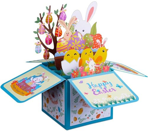 LIAMERHE 3D Box Osterkarten Pop Up Grußkarten Frohe Ostern Grußkarten Ostern Glückwunschkarten mit Umschlag Osterhase Osterei für Familie Kollegen Freunde Kinder Geliebte Eltern