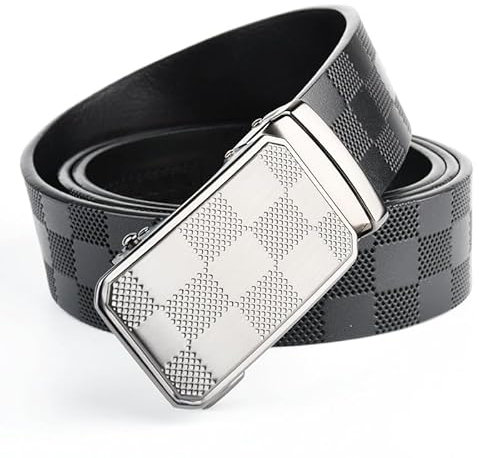 DUOMIYX Gürtel Männer Trendy Plaid Automatischer Schnallengürtel Business Casual Belt Gürtel-Schwarz-120 cm