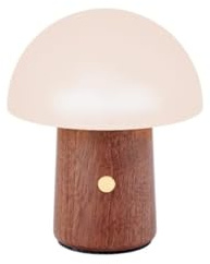 Gingko 7 Farbwechsel RGB Alice Pilz Lampe, Stimmungslicht und Nachtlicht, Langlebige Batterie, USB-C Aufladen, 3 Lichtmodi, FSC-zertifizierter hölzerner gefrosteter ABS-Schatten (Walnuss, Super Mini)