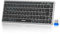 TECKNET 2.4G Wireless Keyboard, Rechargeable Bluetooth Keyboard for 4 Multi Devices, QWERTY UK Layout Compact Mini keypad, Small Silent Keys for Laptop, Phone, Smart TV, Computer, Tablet - Silver