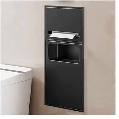 Dispensador de Toallas de Papel Empotrado y receptáculo de residuos Nicho de baño de acero Inoxidable Dispensador de Papel higiénico Plegado en C/múltiple con Bote de Basura