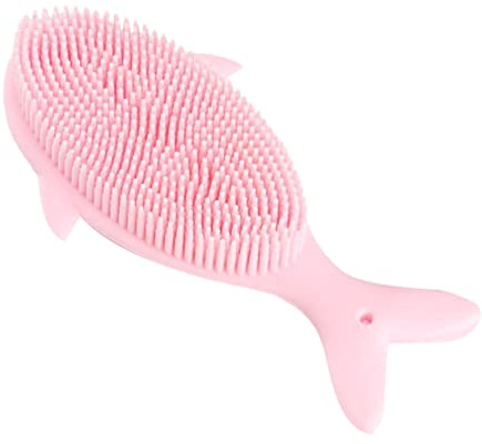 Babybadebürste aus Silikon Rosa für Babys und Kinder | Peelingbürste, Cartoonförmig und Sanft zur Haut, Massierende Anwendung, Body Bürste