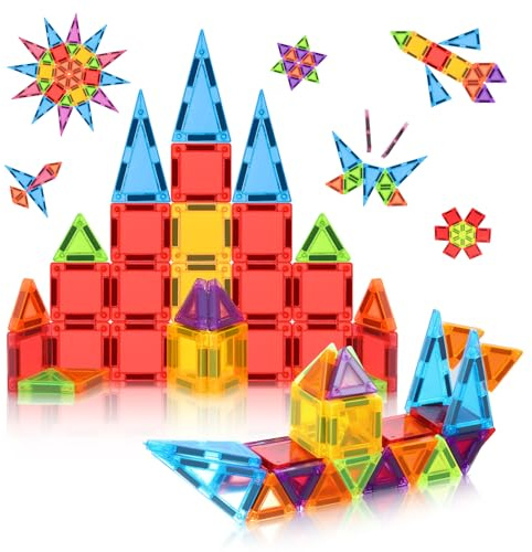 W Wise Block Magnetische Bausteine Spielzeug, STEM Magnetische Bauklötze Sets, Fahrende Mini-Magnetkacheln für Kleinkinder für 3 4 5 6 7 8 Jahre Junge Mädch 32 Stück