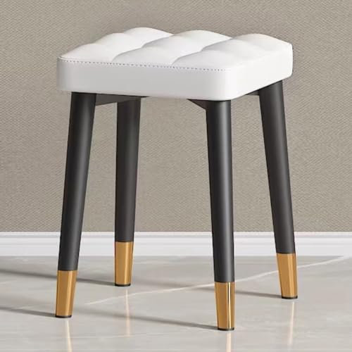 Gepolsterter Schminkhocker für Schlafzimmer und Make-up, weich gepolsterter Sitz, Klavierbank, 45 cm Höhe, 136 kg Kapazität, Weiß