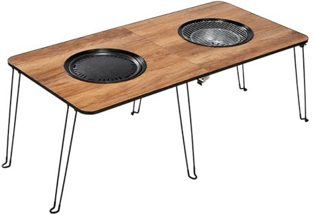 Table de barbecue portable au charbon de bois avec poêle à feu de camp multifonction pour l'extérieur et pique-nique