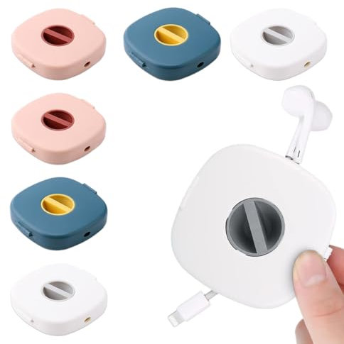 Avvolgicavo dati USB Portatile, 6 Pezzi Gestione dei Cavi Retrattili, Cavo dati USB Cavo per Cuffie, Adatto per Viaggi in Ufficio a Casa, per cavi USB, cavi di ricarica e piccoli accessori