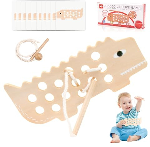Dr. MUYA® Montessori Spielzeug 3 4 5 Jahre, Fädelspiel ab 3 Jahre, Holzspielzeug ab 3 Jahre, Lernspiele, Kinderspielzeug, Geschenk 3–5 Jahre Kinder Junge Mädchen