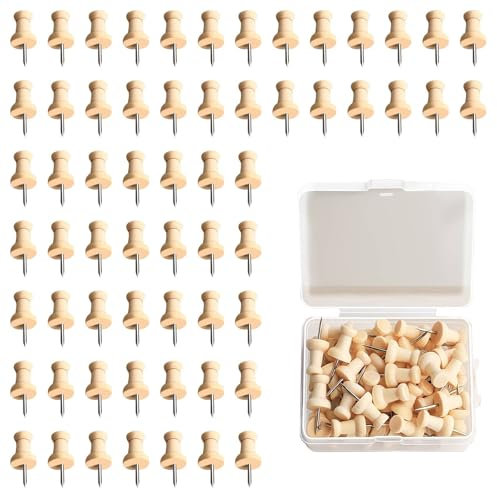 Dreamil Holz Pinnadeln 50 Stück Pinnwand Nadeln Wowot Reißnägel Stahlnagel Pinwandnadeln für Korkplatte Karten Fotos Landkarte Handwerke