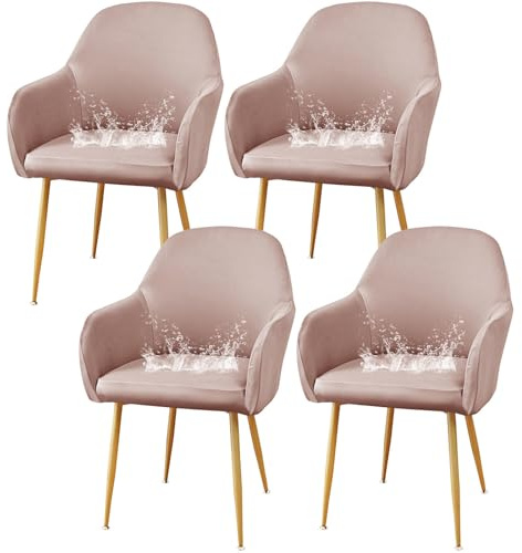 CLGTY Wasserabweisend Stuhlhussen mit Armlehnen-rosa-4 Stück | Stretch Spandex Hussen Für Stühle mit Elastischem Boden, Waschbar Sesselbezug für Esszimmer