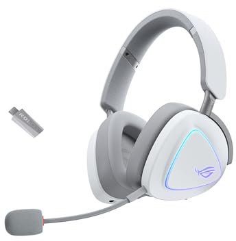 ASUS ROG Delta II White - Casque Gaming sans Fil (Équipement Officiel de Team Vitality, connectivité tri-Mode, ROG Speednova, membranes de 50mm, jusqu'à 110 Heures d'autonomie de Batterie, 315g)