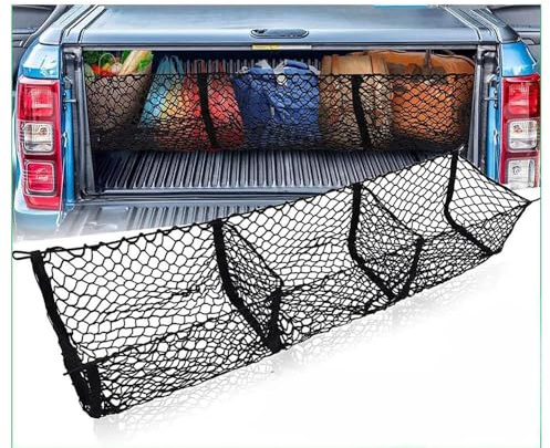WYHSFSS Filet Rangement Coffre Voiture, pour Ford Ranger III Double Cab (Facelift 2019) 2019-2022 Voiture Bagages Maille élastique Net Stockage Accessoires