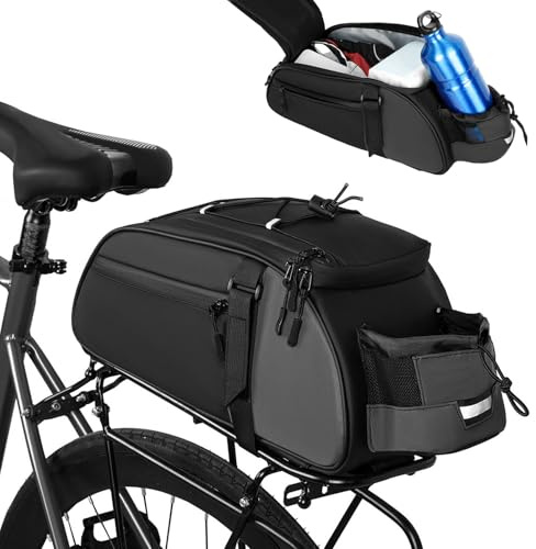 Sac de coffre arrière de vélo, robuste et étanche, grande pochette de rangement, idéal pour téléphone, outils, clés, courses, déplacement, tourisme, équitation en plein air, noir