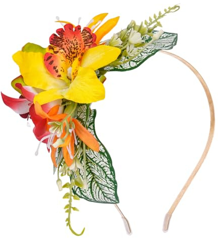 PartyforU Hawaiianisches Tropisches Blumenkranz Kunstblumenkopfstück für Frauen und Mädchen Faschingskostüme Karneval Hawaii Kostüm Blumenkranz Haare Sommerstrand und Poolurlaubsdekorationen