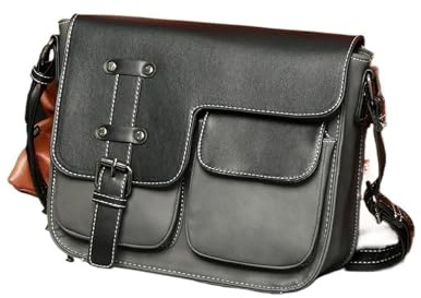 Umhängetasche Herren-Tasche aus mattiertem Leder, einzelne Schulter, mehrere Taschen, Business, kleine Tasche, Posttasche, lässige Retro-Kuriertaschen(Gray)