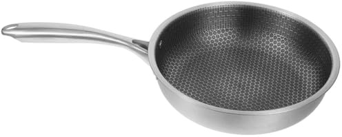 FELTECHELECTR Padella in Acciaio Inox con Rivestimento Antiaderente e Design Nido d Ape per Distribuzione Uniforme del Calore Adatta a Tutti i Piani Cottura Inclusi a Induzione e a Fiamma per