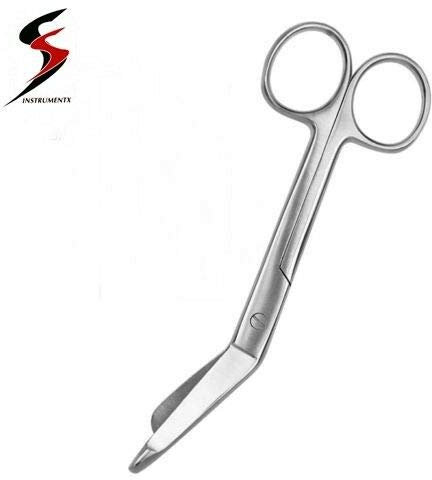 Silberne Verbandschere aus rostfreiem Stahl, 14,0 cm x 5,0 cm, gebogen, für Krankenpflegeschüler, Rettungssanitäter, Erste-Hilfe-Verbände, poliertes Finish