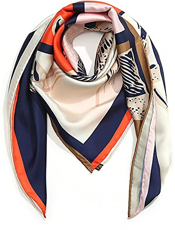 ANDANTINO 100% Pure Mulberry Silk Scarf 35 Large Square Real Silk Headscarf –Women’s Hair Scarves and Wraps (Horse)