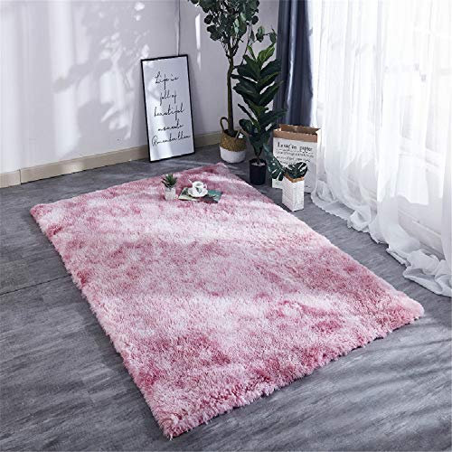 CAMAL Teppich, Rechteck Seide Wolle Künstlich Material Steigung Farbe Teppich für Wohnzimmer und Schlafzimmer (Rosa, 140 x 200 cm)
