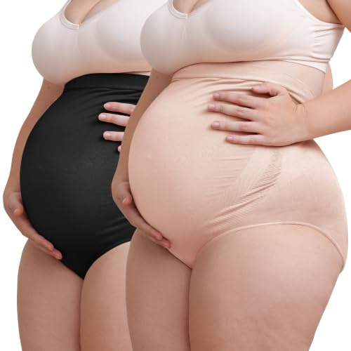 SUNNYBUY, Biancheria Intima Premaman a Vita Alta da Donna, per Gravidanza, Senza Cuciture, morbide Mutandine Stile Culottes con Vita sopra Il pancione, Medium