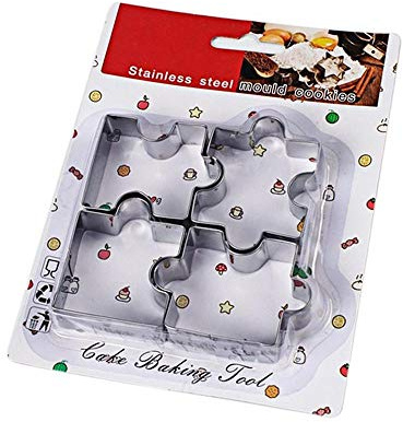 Uteruik Cookie Cutter Moulds Puzzle Shaped Stainless Steel Biscuit Cutters Molds for DIY Baking Cake Fondant Sugarcraft Pastry Decoration, 4pcs