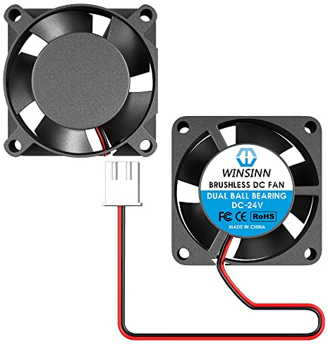 WINSINN 25mm Fan 24V, 3D Printer Micro 24 Volt Fans 2510 Dual Ball Bearing, Brushless Cooling 25mmx10mm 2PIN (Pack of 2Pcs)