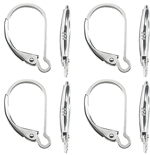 Toaob, 16 Stück französische Ohrhaken mit Hebel aus 925er Sterlingsilber, 16 x 10 mm, für Schmuck und Herstellung