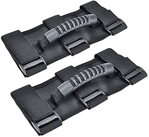 ANCLLO 2pcs Auto Haltegriff Modifizierter Auto-Griff mit PVC-Griff Auto-Dachgriff-Bügel-Ersatz für Wrangler, Griffe für Jeep Wrangler YJ TJ JK Handgriffe Gummigriff - Schwarz