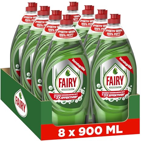 Fairy Spülmittel Original, 8x900 ml | Konzentrierte Formel mit starker Fettlösekraft für sauberes Geschirr und Glanz.